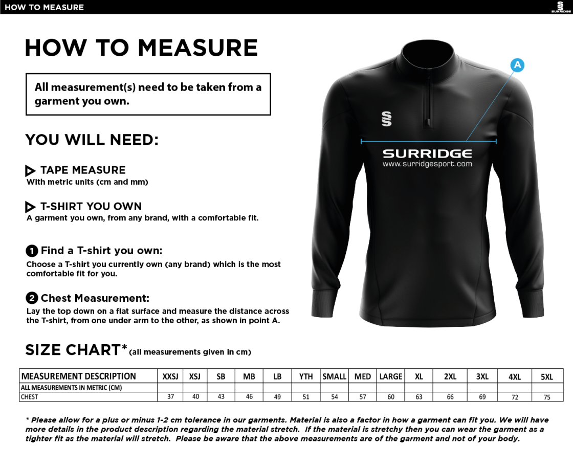 RIDGEWAY ACADEMY GCSE - BLADE PERFORMANCE TOP WITH RED TRIM - Size Guide