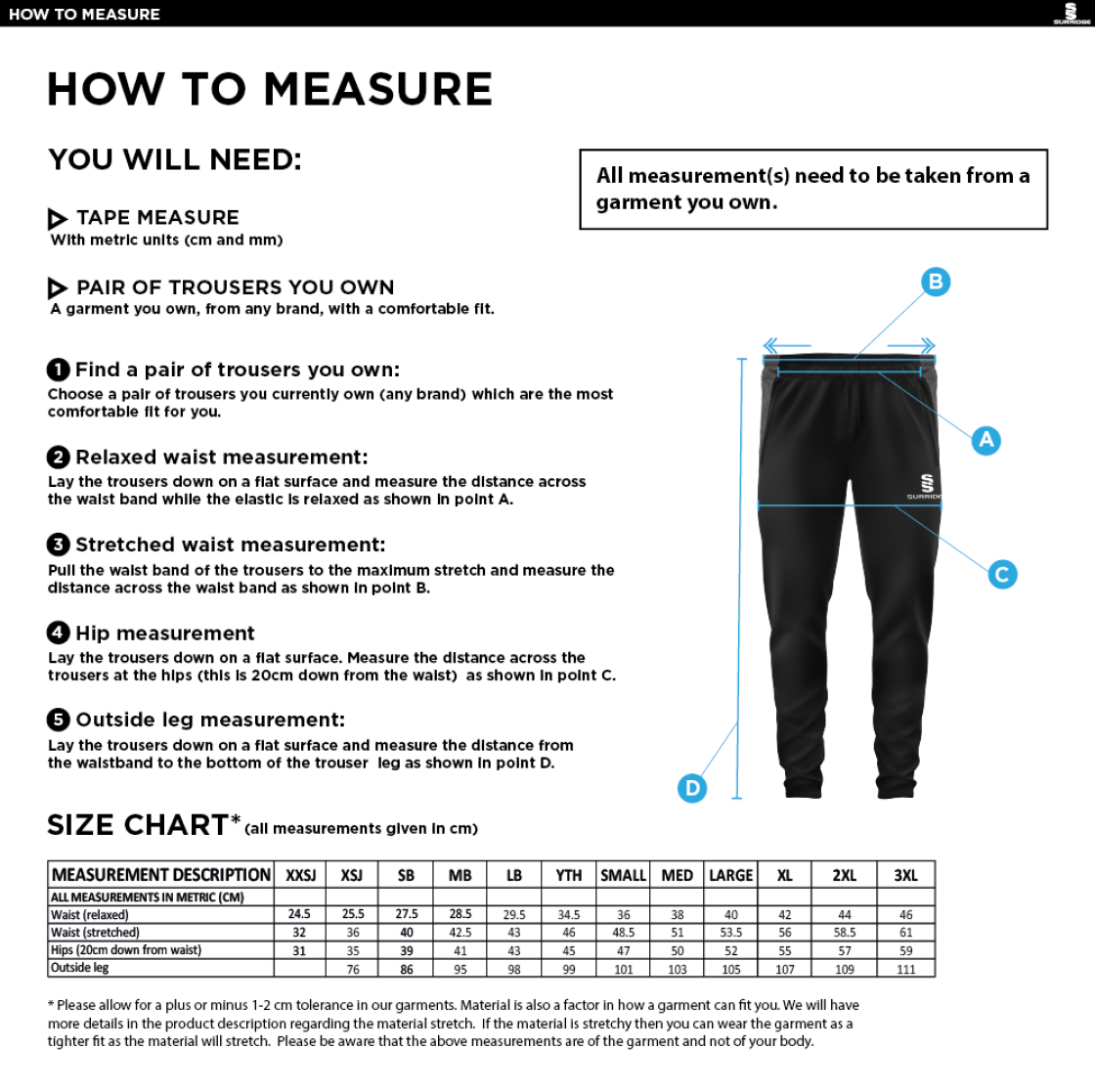 RIDGEWAY ACADEMY PE STAFF - SKINNY PANT - Size Guide
