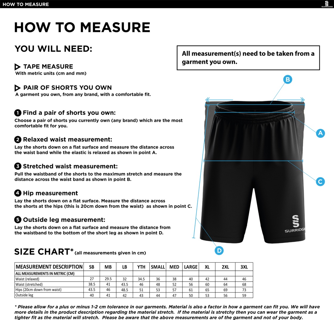 RIDGEWAY ACADEMY GCSE - BLADE SHORT - Size Guide