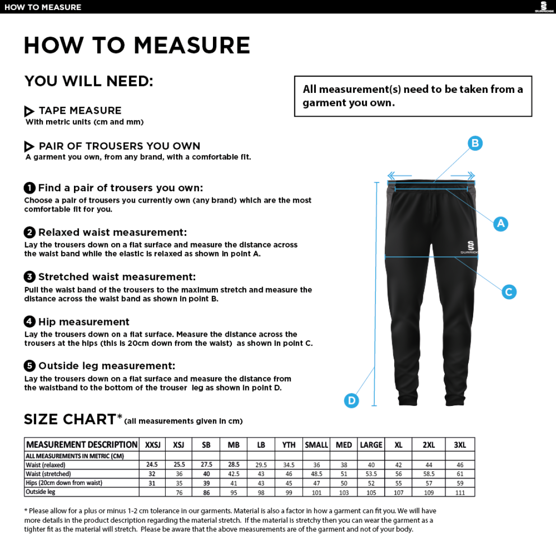 RIDGEWAY ACADEMY GCSE - SKINNY PANT - Size Guide